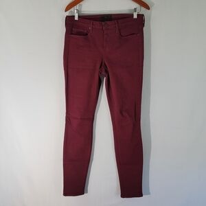 VINCE Riley Leggings Jeans Sz 30 Bordeaux Color Mid-Rise Skinny USA Cotton Blend